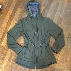 L. L. Bean Luna windbreaker Olive Green Hooded Anorak Jacket